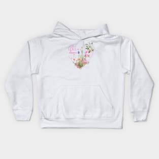 Floral Heart with Text: Give Love a Chance Kids Hoodie